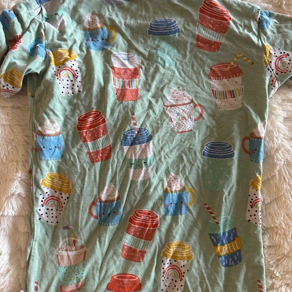 Little Sleepies Love you A Latte Aqua Bamboo Pajama Shorts Set 4T - Picture 6 of 8